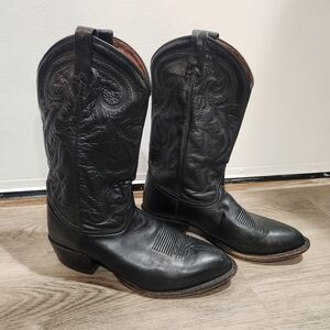 Tony Lama Mens 11 EE Black Leather Cowboy Boot